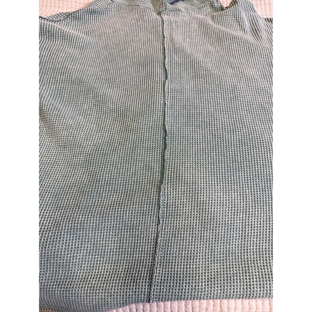 Womens Sage Green Beachy Lightweight Waffle Knit Henley Hoodie Indie Oversized - Picture 9 of 12